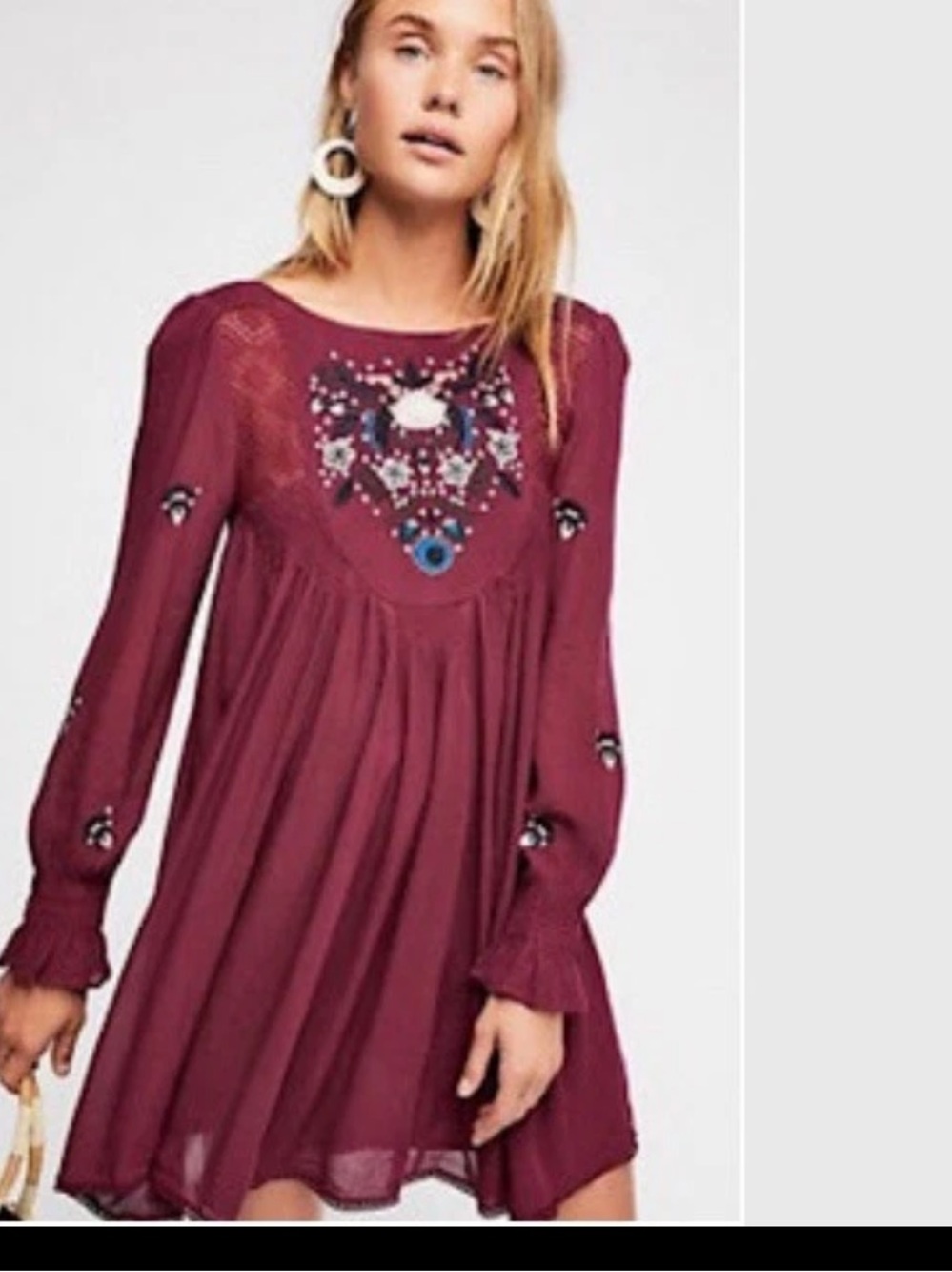 NWT FREE PEOPLE Mohave Embroidered Woven Mini Dress $148. Size Medium